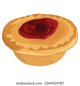 Meat Pie with Tomato Sauce vector illustration.