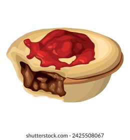 Meat Pie with Tomato Sauce vector.