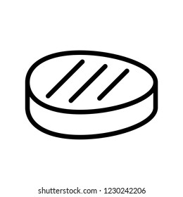 meat piece or steak healthy food in editable outline icon.