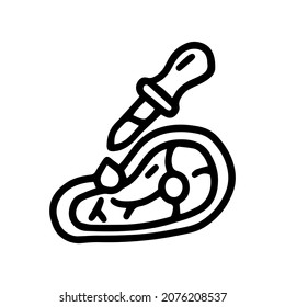 icono simple del doodle del vector de la línea de carne y pipeta