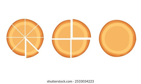 Meat pizza with cheese vegetable slice cheese mushroom isolated set. Vector flat graphic design illustration