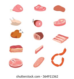 caricatura de vectores de carne y cerdo