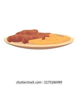 Meat potato dish icon cartoon vector. Food cuisine. Menu sauce