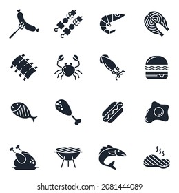 Meat, poultry and fish elements set icon symbol template for graphic and web design collection logo vector illustration