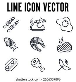 Meat, poultry, fish elements set icon symbol template for graphic and web design collection logo vector illustration
