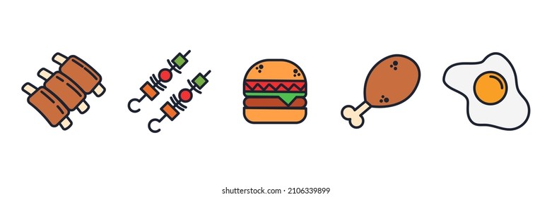 Meat, poultry, fish elements set icon symbol template for graphic and web design collection logo vector illustration