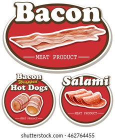 Meat product with bacon and salami illustration