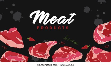 Meat product banner template design illustration