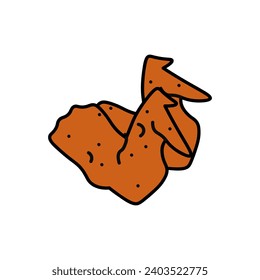 Meat product of food colorful set. Artistic design seamlessly integrates with the deliciousness of a perfectly seasoned and cooked chicken wing. Vector illustration.