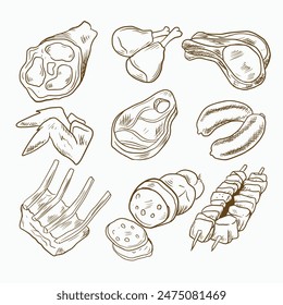 meat product hand drawn vector