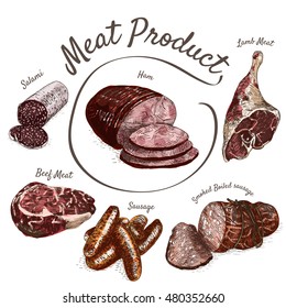Meat product illustration. Vector illustration of meat product.