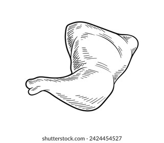 Meat product linear. Hand drawn sketch of chicken leg. Natural and organic product. Graphic element for website. Poster or banner. Outline flat vector illustration isolated on white background