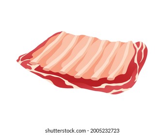 Meat product or raw meat. Illustration for concept product of farmers market or shop. Meat with ribs. Cartoon product icon