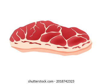 Meat product or raw meat. Illustration for concept product of farmers market or shop. Steak. Cartoon product icon