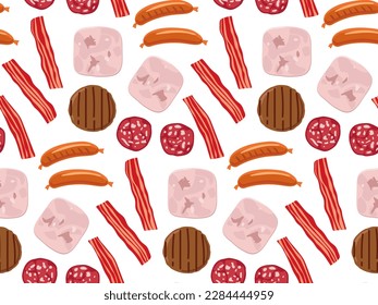 Meat amp products seamless pattern Royalty Free Vector Image