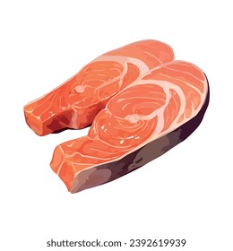 meat product slice fish illustration isolated