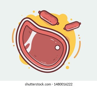Meat product vector illustration with flat and clean outline style