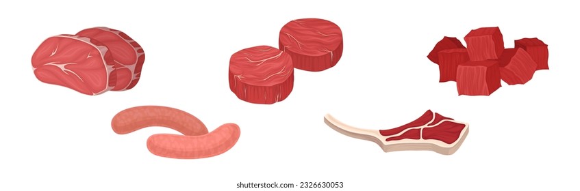 Meat Products as Foodstuff from Butchery Vector Set