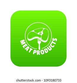 Meat products icon green vector isolated on white background