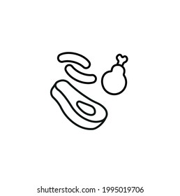 Meat products simple thin line icon vector illustration
