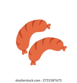 Meat products. Vector icon set of steak, salami, pork, chicken, chorizo, ham, bbq frankfurters sausages, pepperoni. Meat market, butchery menu, shop products, grill bar. Barbecue delicatessen