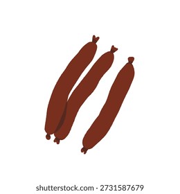 Meat products. Vector icon set of steak, salami, pork, chicken, chorizo, ham, bbq frankfurters sausages, pepperoni. Meat market, butchery menu, shop products, grill bar. Barbecue delicatessen