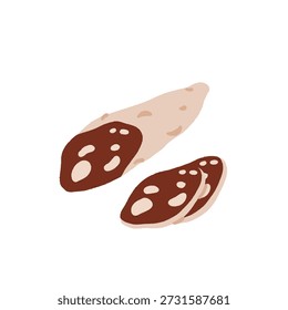 Meat products. Vector icon set of steak, salami, pork, chicken, chorizo, ham, bbq frankfurters sausages, pepperoni. Meat market, butchery menu, shop products, grill bar. Barbecue delicatessen