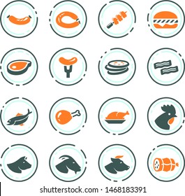 Meat and protein color vector icons for user interface design