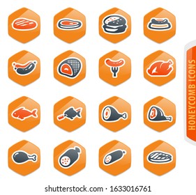 Meat and protein color vector icons for user interface design