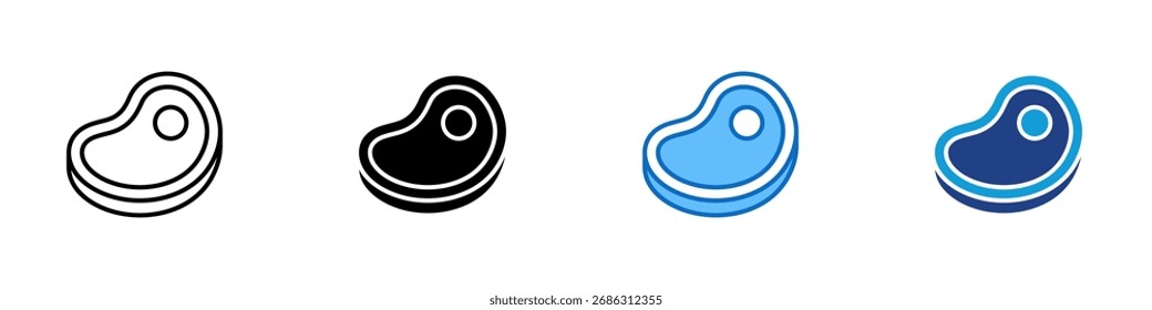Meat Protein Multiple Style Icon Design Vector - Steak symbol, representing protein source, meat nutrition, and diet balance