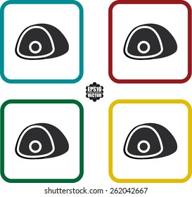 Meat and Protein Symbol And Icons Set On White Background And Colorful Border. Vector illustration.