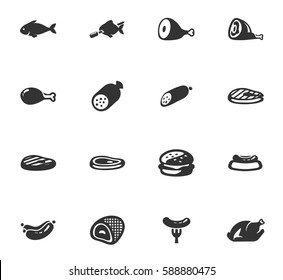 Meat and protein vector icons for user interface design