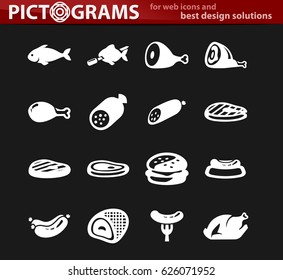 Meat and protein vector icons for user interface design