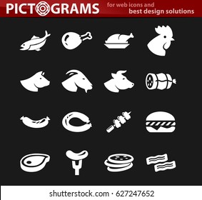 Meat and protein vector icons for user interface design