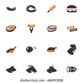 Meat and protein vector icons for user interface design