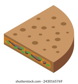 Meat quesadilla icon isometric vector. Vegetable mexican. Snack lunch