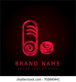 Meat red chromium metallic logo