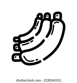 Meat ribs doodle icon. Hand drawn symbol. Vector illustration.