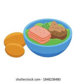 Meat salad lunch icon. Isometric of meat salad lunch vector icon for web design isolated on white background