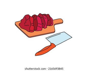 Meat san knife, sketch, vector illustration