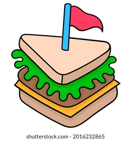 pan de sándwich de carne para el desayuno. dibujo de icono de garabato