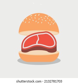 Meat sandwich burger food illustration icon 