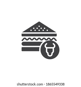 Meat sandwich vector icon. filled flat sign for mobile concept and web design. Triangle sandwich with ham meat glyph icon. Symbol, logo illustration. Vector graphics