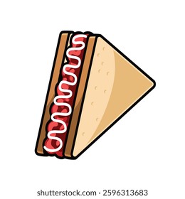 Meat sandwich vector illustration with mayonnaise topping
