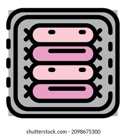 Meat sausage icon. Outline meat sausage vector icon color flat isolated