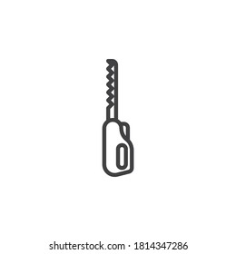 Fleisch säte Linie Symbol. lineares Stilzeichen für mobiles Konzept und Webdesign. Knochen sah Umriss-Vektorsymbol. Symbol, Logo-Abbildung. Vektorgrafik