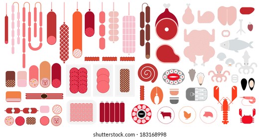 Meat & Seafood icon set