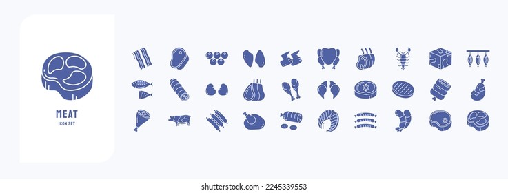 Meat and Seafood Vector icons set