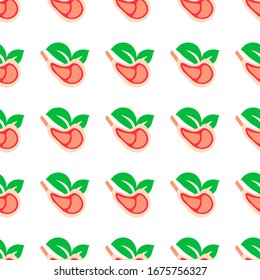 Meat seamless pattern of beef steaks. Steak meat icon isolated  white background. Vector wallpaper for grocery store, food market, restaurant, butcher shop.