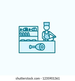 meat section 2 colored line icon. Simple colored element illustration. meat section outline symbol design from shopping mall set